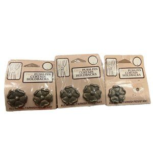 Vintage Floral Push-Pin Curtain‎ Holdbacks All Metal Tarnish Free Made In USA